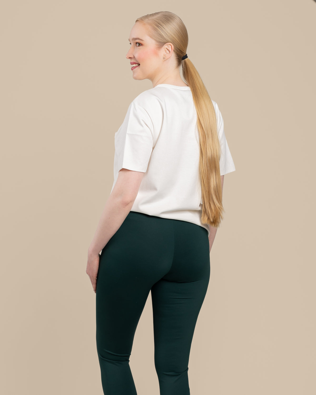 Tummanvihreät pitkät leggingsit