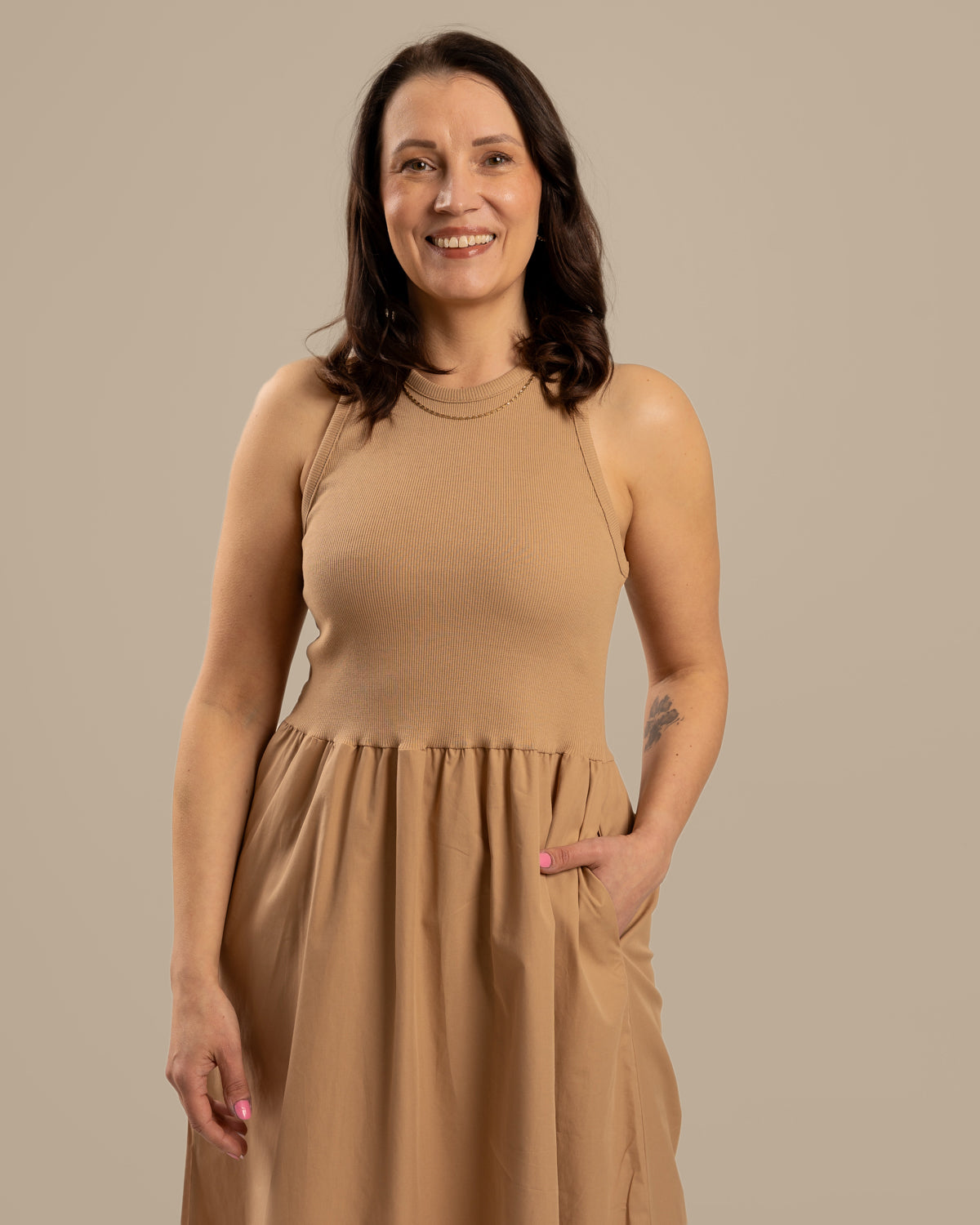Toppimekko popliini, beige Toive.