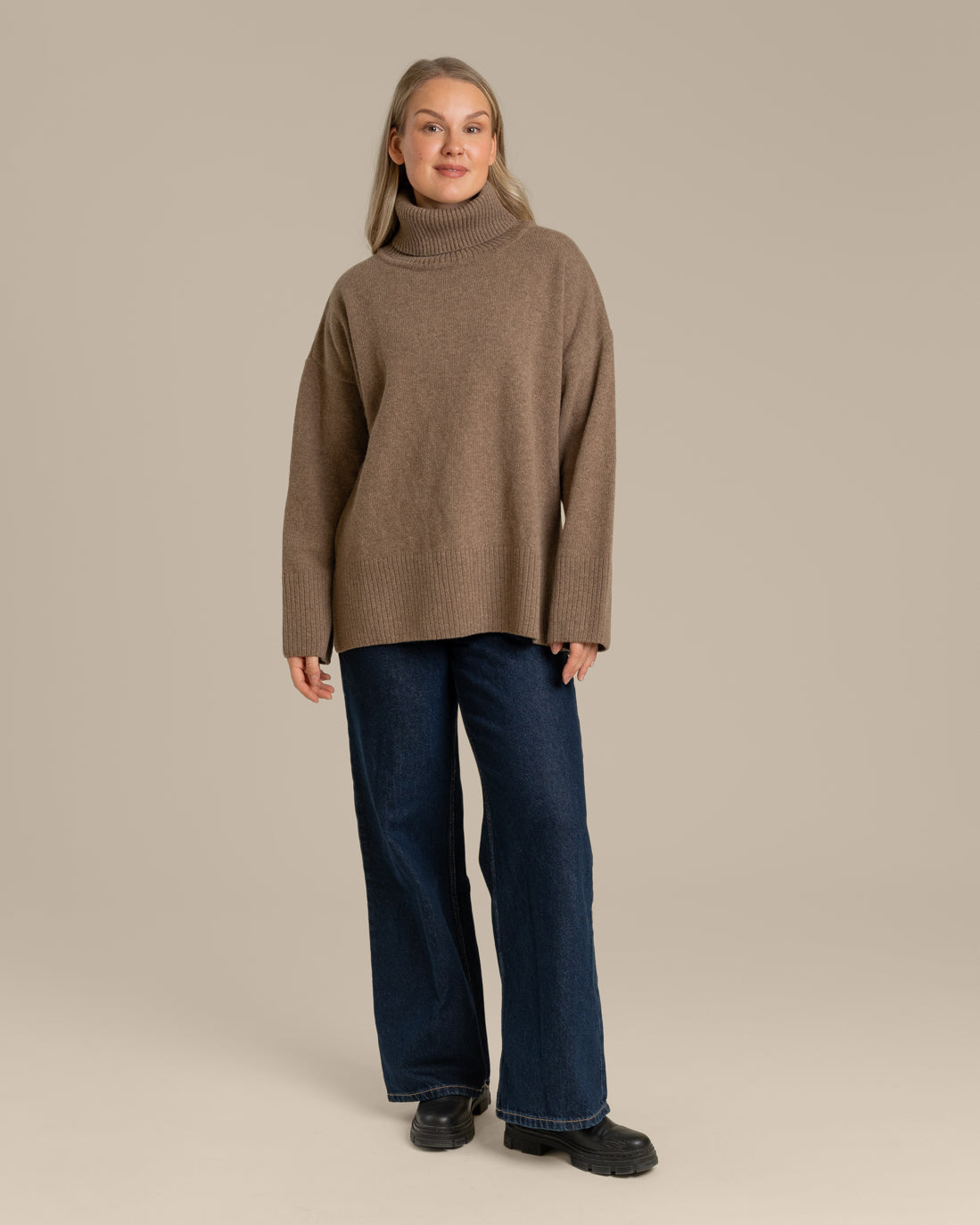 Utu Rollkragenpullover, mittelbraun