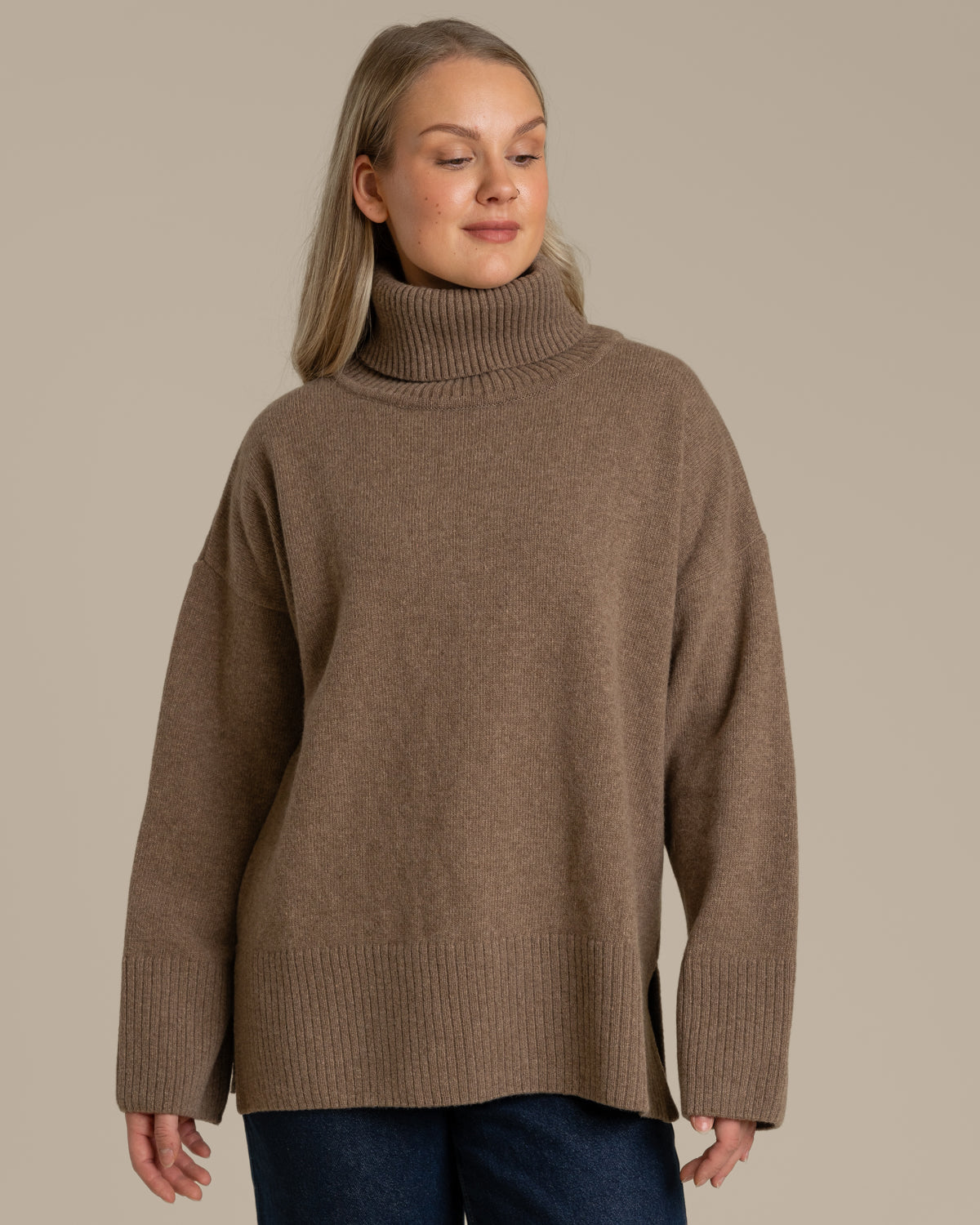 Utu Rollkragenpullover, mittelbraun