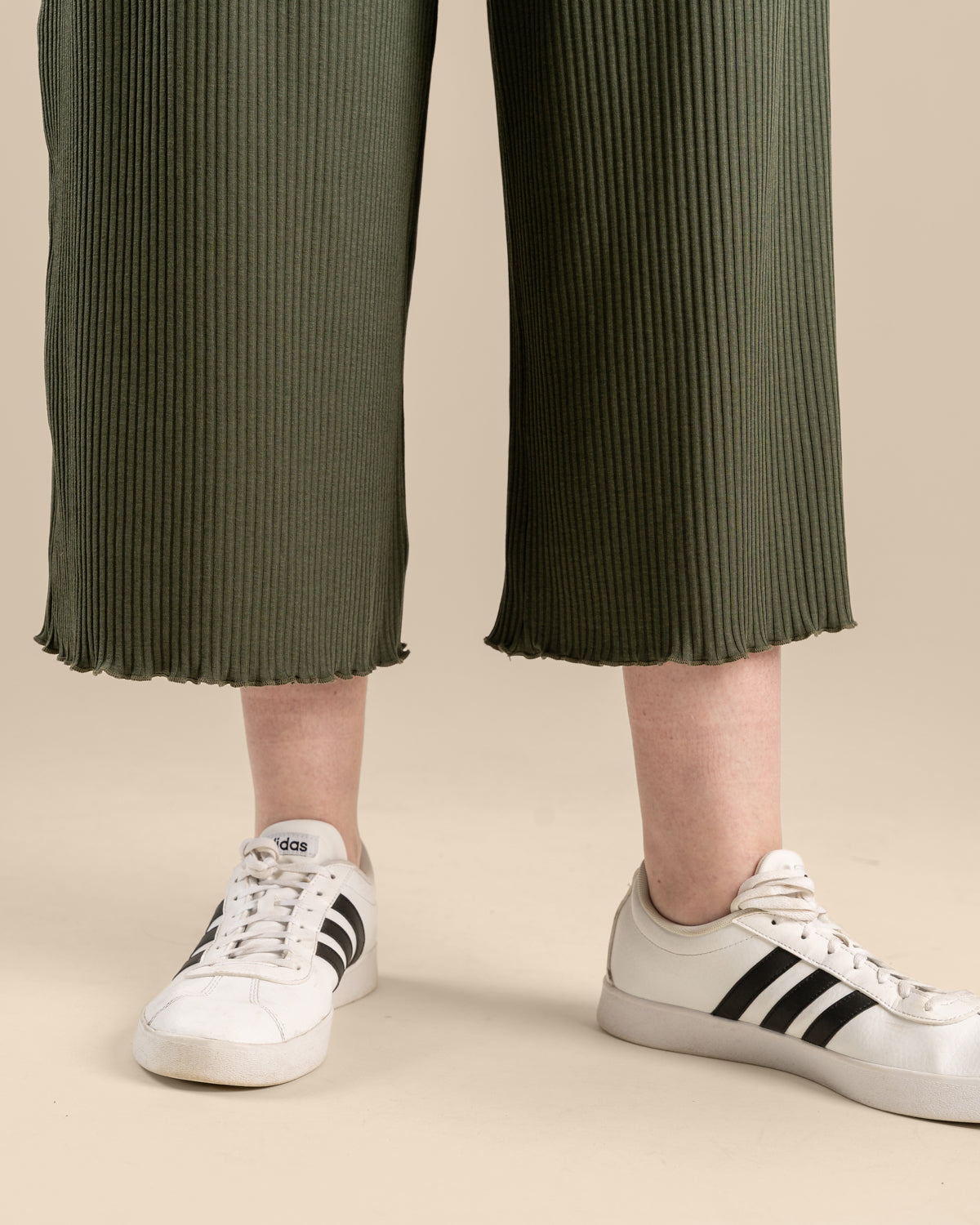 Ribbi culottes pitkä, khaki